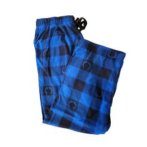 Fleece Pajama Lounge Sleep Blue Black Deer Buffalo Plaid Men's Size 1X JJ2088